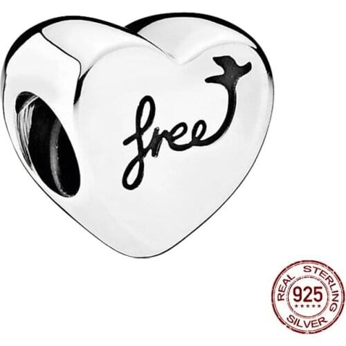 Paylor 925 Sterling Silver Charm Vintage Free Bead Heart Shaped Pendant Fit Original Pandora Bracelet Necklace DIY Jewelry