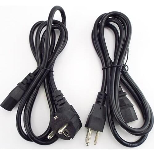 Euro Plug to EU AU Extension Electric LCD Cord 1.5m For Monitor Printer IEC C13 AC Power Supply Cable