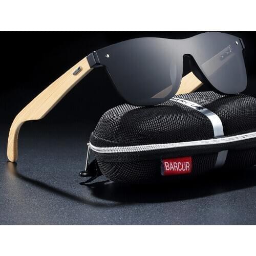 BARCUR Natural Oversize Real Bamboo Sunglasses for Men Women Sun Glasses 100% UV Protection Oculos de sol masculino feminino