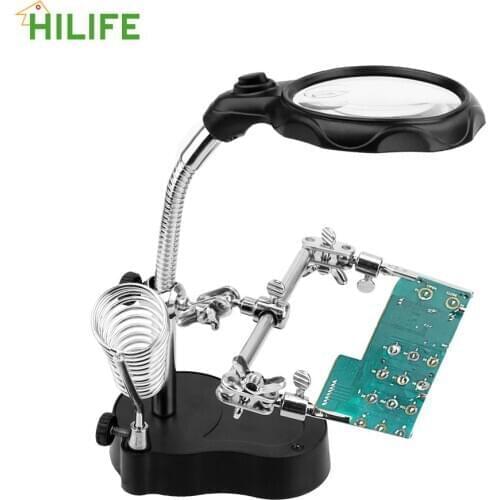 Repair Tool Third Hand Helping Auxiliary Tool Welding Equipment Magnifier LED Lighting Soldering Stand Desktop Soldering Holder