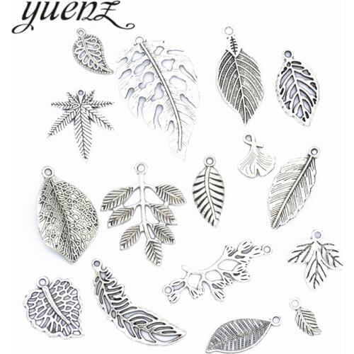 YuenZ 16pcs Mix tree leaf charms Antique silver color Metal charm fit necklace Bracelets jewelry making U020