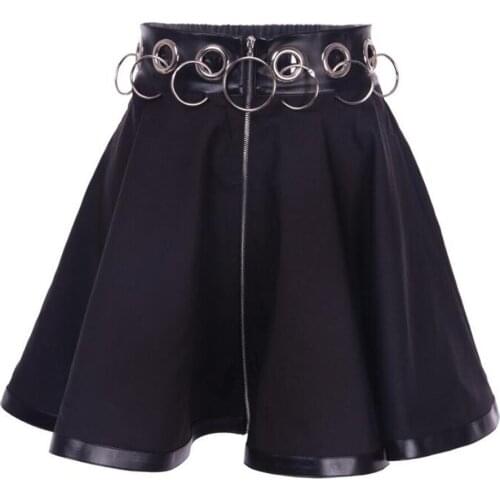 Japanese Harajuku Girls Black Metal Pleated Skirts Gothic Punk Sweet Lolita Goth Mini Skirt Ball Gown Women Kawaii Short Skirts