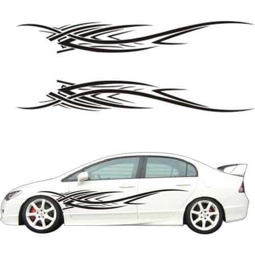 2 PCS Black Car SUV Vinyl Graphic Car Body Waistline flames Pentium DIY Decals Sticker Decoration Car-modeling