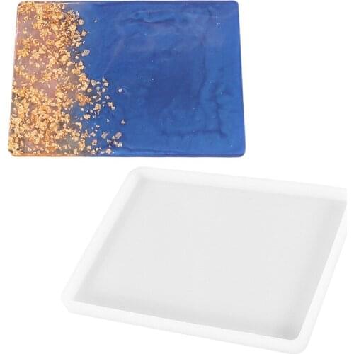 2021 DIY Crystal Drop Mud Pressing Board Set Table Homemade Silica Gel Mold Rectangular Mirror Jewelry Coaster Drop Mold