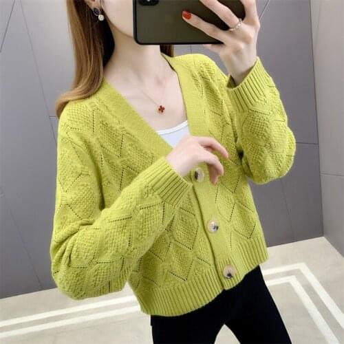 7566 (spring) had upstairs before 10 new v-neck sweater pure color brief paragraph cardigan 49 womens wear