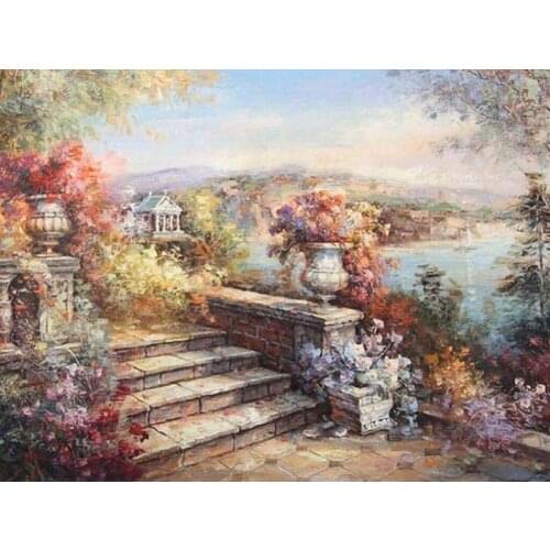 JMINE Div 5D Greece Garden sea Mountain landscape Full Diamond Painting cross stitch kits art Scenic 3D paint by diamonds