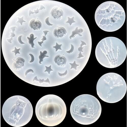 Assorted Halloween Silicone Mold Mini Pumpkin Ghost Bat Star Moon Kawaii Decoden Mold Tiny Soft UV epoxy resin Jewelry Making