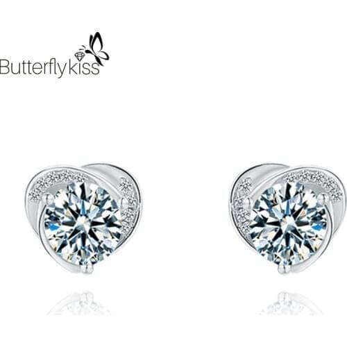 BK 0.5ct Moissanite Earrings Genuine Gold 585 Diamond Moissanite Earring Stud Earring Push Back Rose Gold Fine Earring For Woman