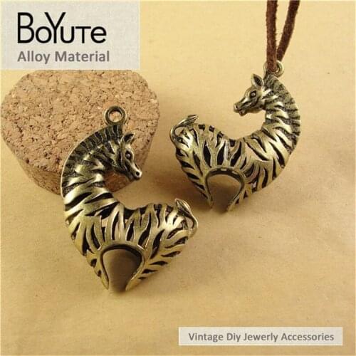 BoYuTe (5 Pieces/Lot) 36*44MM Antique Bronze Plated Zinc Alloy Hollow Pendant Zebra Charms Pendant Jewelry Components