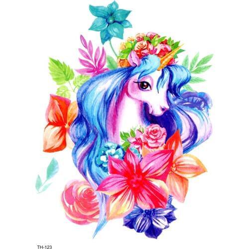 Flower horse Waterproof Temporary Tattoos Men Beauty Animals Flash Tattoo Tatouage Temporaire Tatoo stickers