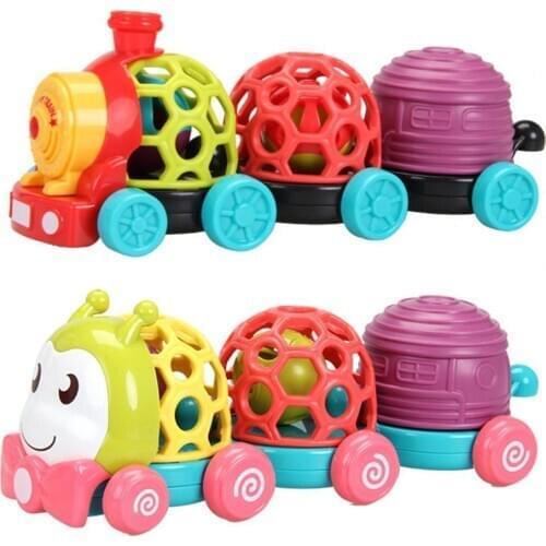 Kids Toy Car Fun Mini Cute Cartoon Baby Rattle Roll Ball Car Hand Bell Educational Playing Toy Gift