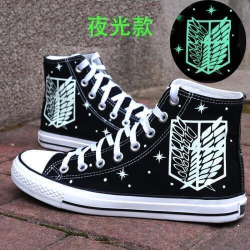 High-Q Unisex Anime Attack on Titan Jiyuu no Tsubasa Noctilucan Casual Canvas Shoes plimsolls