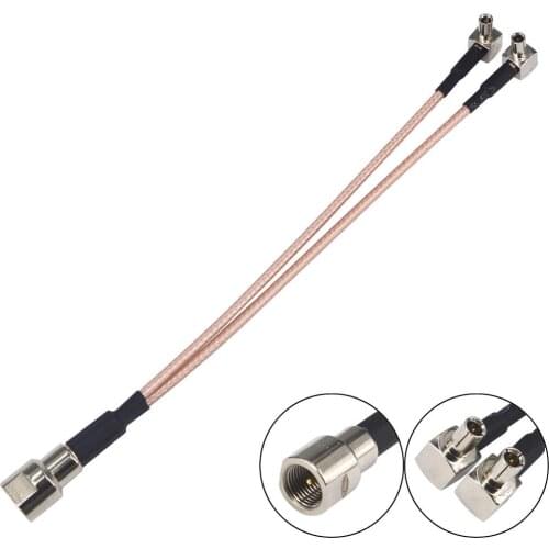 FME Male to Y type 2 X TS9 Male Rightangle Connector Splitter Combiner Cable Pigtail RG316 15CM
