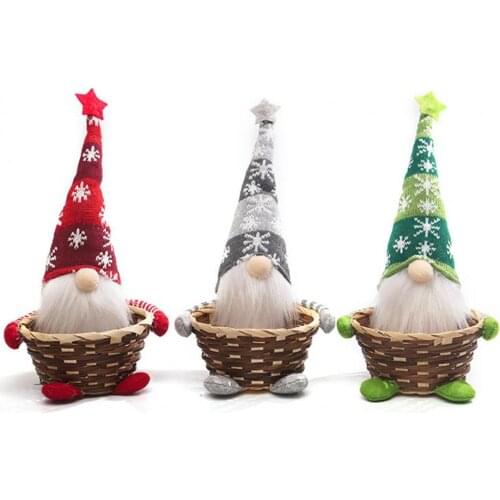 Faceless Doll Snowflake Pattern Festival Decor Basket Design Faceless Gnomes Old Man Doll Christmas Finger Toy for Adults Kids