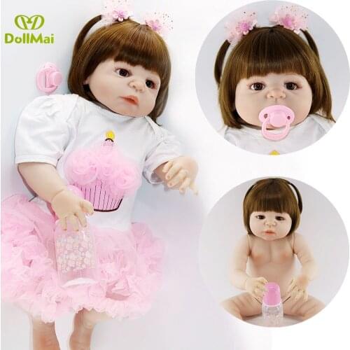 Reborn alive baby doll real 22"55cm full vinyl silicone reborn baby doll adorable girl princess doll gift for kids