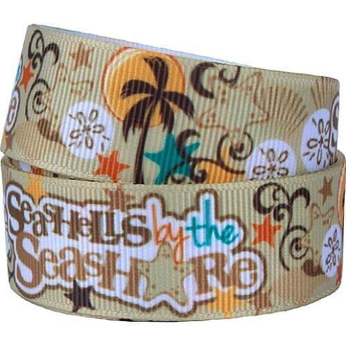 FLRA Ribbon (50yards/lot) Flora Ribbons summer holiday theme beautiful beach printed grosgrain ribbon