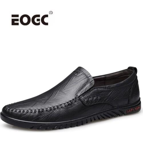 Full Grain Leather Men Shoes Loafers Moccasins Quality Soft Anti-slip Men Flats Shoes Handmade Outdoor Casual Driving Shoes Men