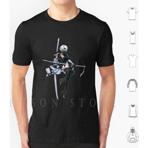 Nier Automata-2B T Shirt Cotton Men Diy Print Nier Automata 2B Thigh Highs Stockings Legs Thighs Big Tits Oppai Boobs