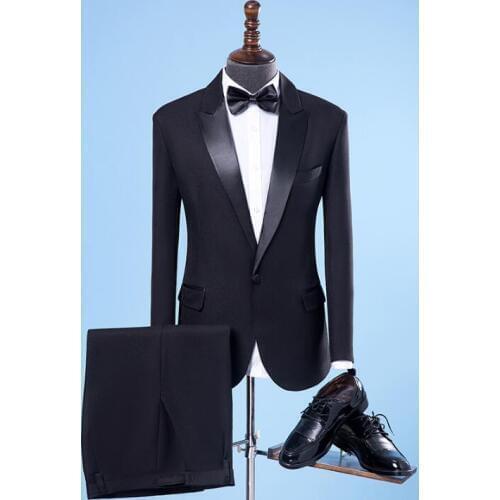 Singer star style stage black clothing for men suit set with pants 2020 new mens wedding suits costume groom formal dress tie