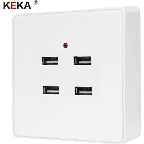 KEKA 2/4 port USB High Power wall mounting socket charger power adapter plug wall Electric Wall Charger Adapter Charging 4000MA