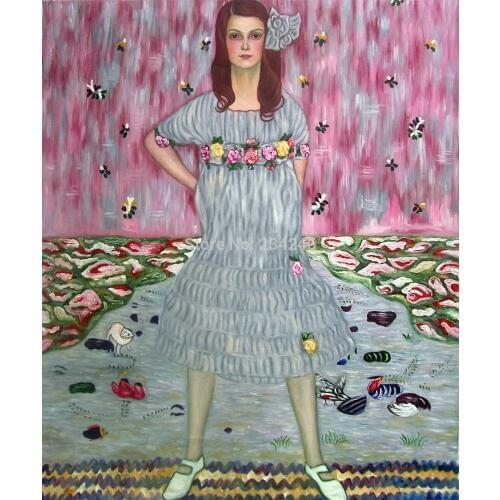 Handpainted Portrait Oil Paintings Replicas -Portrait of Mada Primavesi by Gustav Klimt Canvas Painting for Wall Decoration