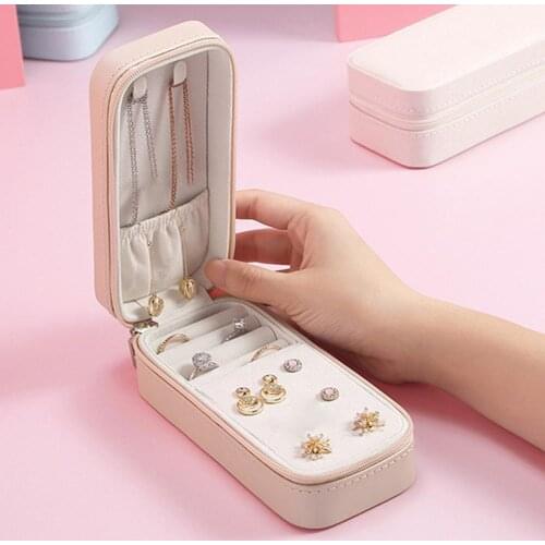 Faux Leather Practical Jewelry Display Organizer Travel Storage Case Premium Earrings Storage Box Nice-looking for Home