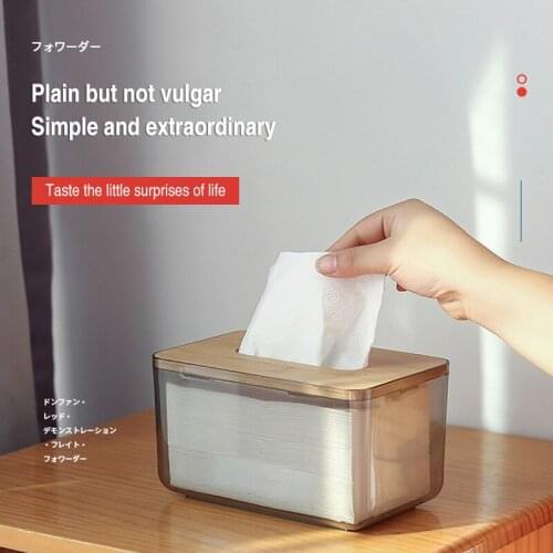 Transparent Bamboo Wood Cover Tissue Box Extractable Napkin Box Kitchen Living Room Home Decoration Accessories