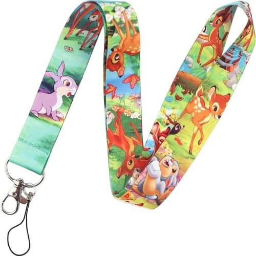LT843 Cute deer Kids Neck Strap Lanyards Keychain Badge Holder ID Card Pass Hang Rope Lariat Lanyard for Key Rings Accessories