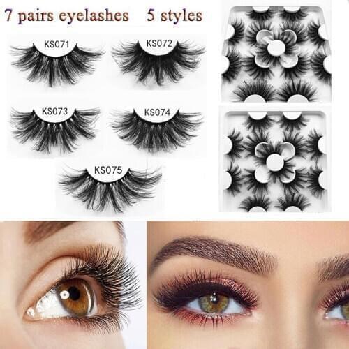 7 Pairs Eyelashes for Women Used Repeatedly Professional Realistic and Natural Shapes Perfect Big Eyes Make Up Essentials 25mm