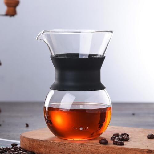 Glass Pour Over Coffee Pot Cafetera Espresso Coffee Maker with Stainless Steel Drip Hand Percolator Teapot Moka Pot Barista Gift