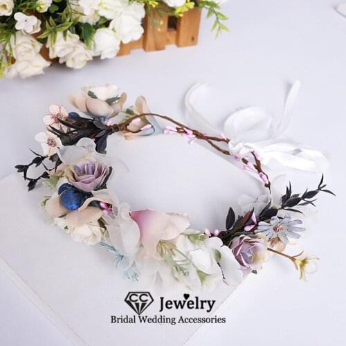 CC Crowns for Women Wedding Hair Accessories Engagement Jewelry Bridal Flower Hairbands 100% Handmade Wreath Prom Garlands 58360