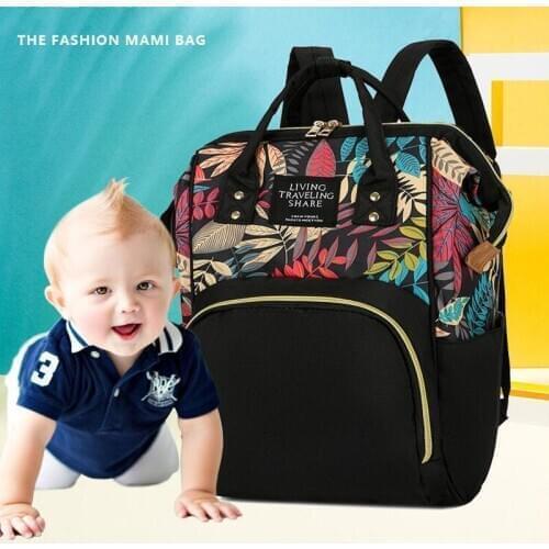 Large-Capacity Mummy Bag Maternal Diaper Bag Travel Backpack Baby Care Bag Printing Multifunctional Mummy Bag Care Bag