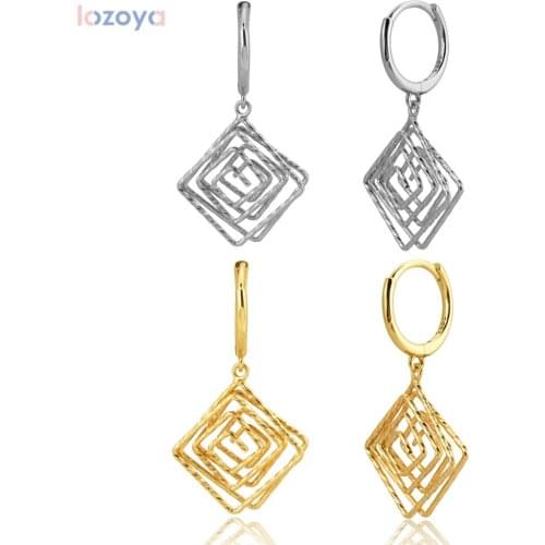 LOZOYA 925 Sterling Silver Car Flower Drop Earring Irregular Geometric Pendant Piercing Pendiente Luxury Jewelry For Women