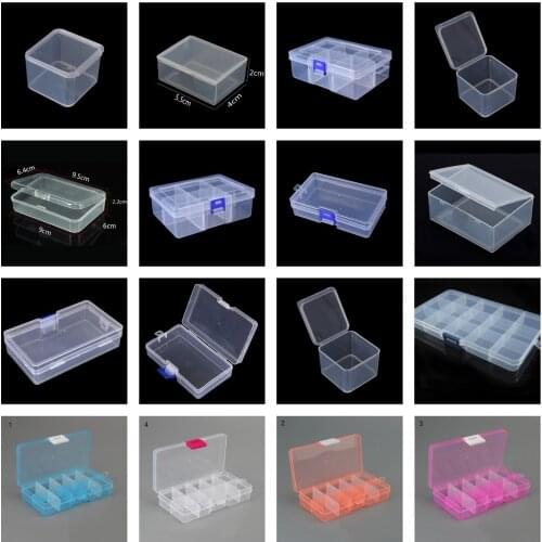 1PCS Clear Lidded Small Plastic Box For Trifles Parts Tools Storage Box Jewelry Display Box Screw Case Beads Container