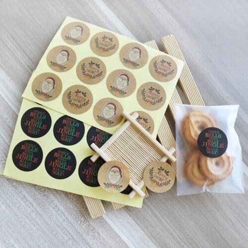 120Pcs Santa Claus Kraft Paper Sticker Merry Christmas Garland Jingle Bell Seal Sticker DIY Paper Label Kid Stationery Stickers