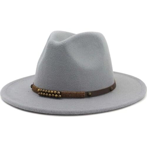 2019 Men Women Fedora Hat With Belt Wide Brim Hat Ladies Winter Hat Pop Jazz Hat