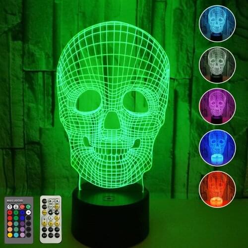 2021 Halloween Skull Head 3d Night Light New Exotic Gift Lamp Creative Table Lamp Bedside Lamp Led Energy-saving Night Light