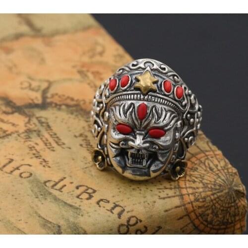 925 STERLING SILVER the god of wealth MENS PUNK Biker Ring jewelry A5699