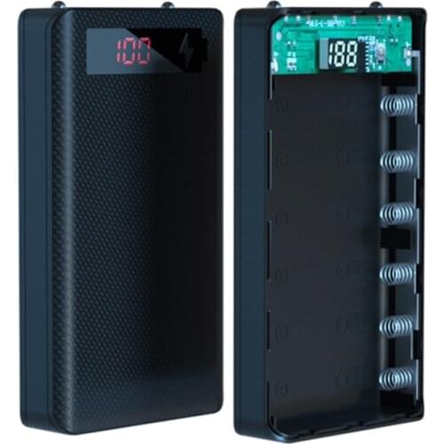 Battery Power Bank Box DIY 6 x 18650 Battery Mobile Phone Charger Shell Case 5V Type C Dual USB 18650 Holder Charging Box