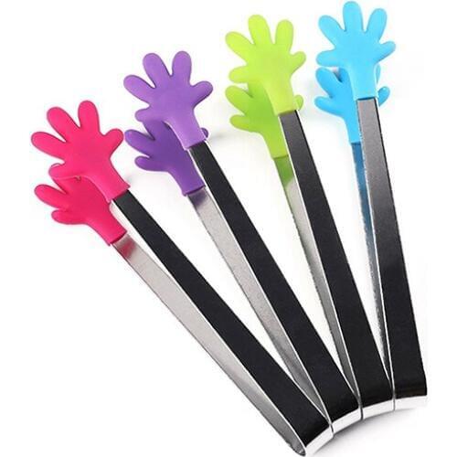 Stainless Steel Buffet BBQ Pastry Sweet Clamp Pliers Salad Ice Cube Tongs Clips by random color