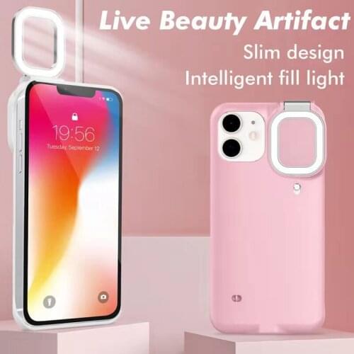 LED Light Up Selfie Flash Phone Case for Iphone 11 12 Pro Max Mini Xs Max Xr X 6 7 8 Plus Photo Fill Light Artifact Cover Funda