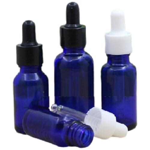 Black White Ring Rubber Dropper Vials 5ml 10ml 15ml 20ml30ML 50ML 100ML Clear Blue Glass Pipette Essential Oil Packaging Bottle