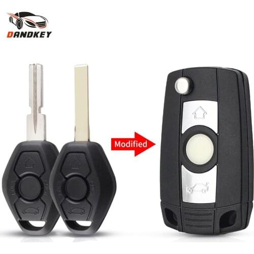 Dandkey 10pcs For BMW Remote Car Key Shell For BMW 3 5 7 SERIES Z3 Z4 E38 E39 E46 Fob 3 Buttons Key Case Uncut HU92/HU58 Blade