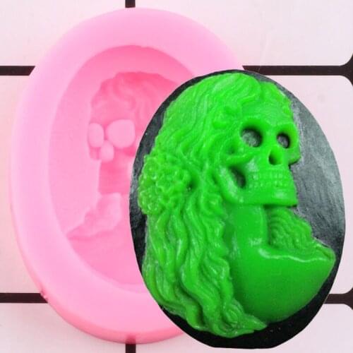 Long Hair Skull Silicone Mold DIY Party Cupcake Topper Fondant Cake Decorating Tools Candy Resin Clay Chocolate Gumpaste Moulds