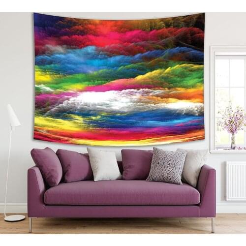 Tapestry Creative Colorful Artwork Rainy Day Abstract Dramatic Cloudy Sky Painting Imagination Red Blue Pink Yellow Green