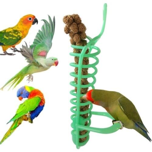 Parrot Toy Foraging Device Fruit Fork With Stand Plastic Pet Bird Eating Toy Puppy Chew Teething Toys Hanging Cage Parrots Birds