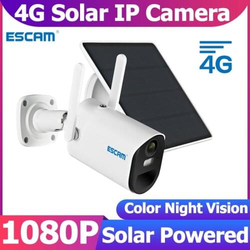 ESCAM QF490 4G 1080P IP Camera 3.8W Solar Panel 4G Battery PIR Alarm Color Night Vision Smart Home Security Camera Surveillance