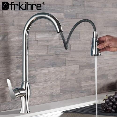 Black Nickel Kitchen Faucet 360 Degree Rotating Single Hole Pull Out Spout Kitchen Sink Mixer Tap Stream Sprayer Head Mixer Tap