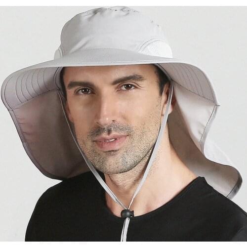2021 New Summer Nylon Sun Hat With Neck Flap Men Outdoor Large Wide Brim Hiking Fishing Scarf UV Protection Women Bucket Hat