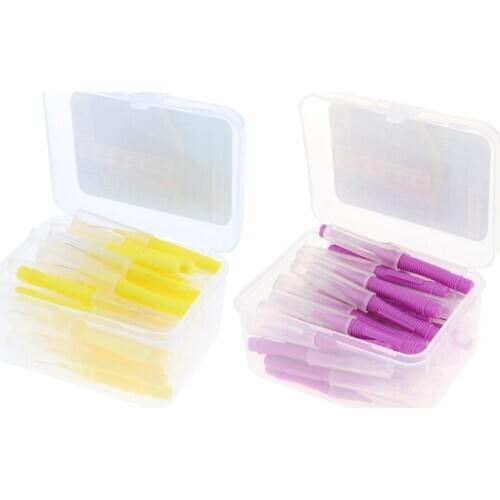 Lot 80pcs Interdental Brushes Oral Hygiene Tooth Brush Cleaner Yellow+Purple